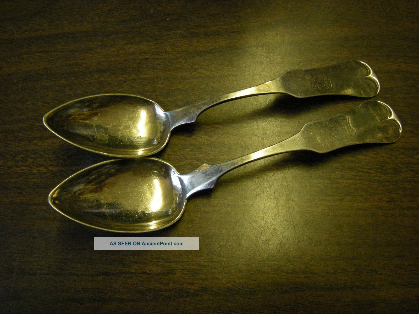 2 Coin Silver Spoons E & D Kindsey Old Spoons Coin Silver (.900) photo