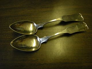 2 Coin Silver Spoons E & D Kindsey Old Spoons photo