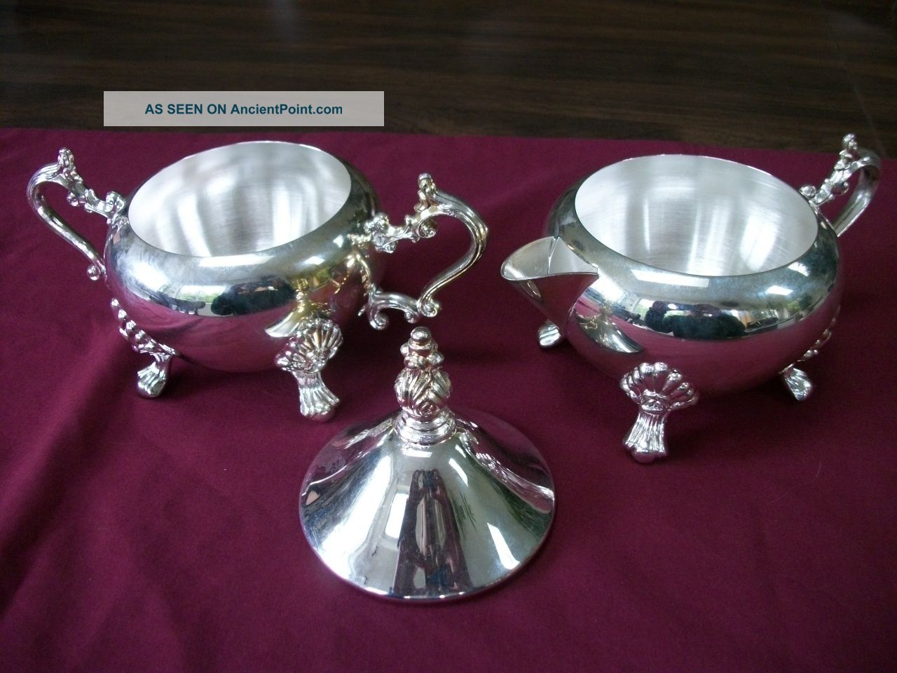 Elegant Silverplate Footed Cream & Sugar Set - Never Creamers & Sugar Bowls photo