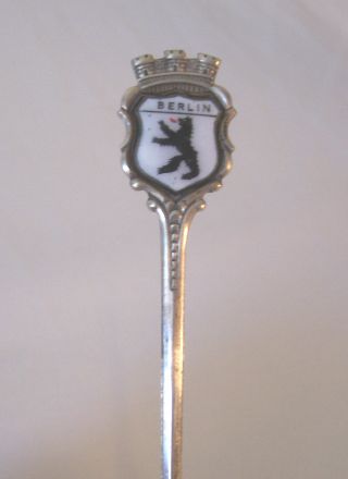 Vintage Berlin Sterling Silver 800 & Enamel Souvenir Spoon Demitasse photo