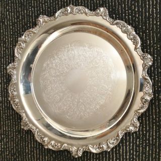 Royal English By Wallace Silver Plate Round Serving Tray Platter photo