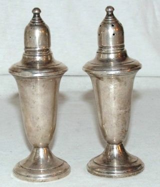 Sterling Silver Salt Pepper Shakers,  Empire 241; 5 H 