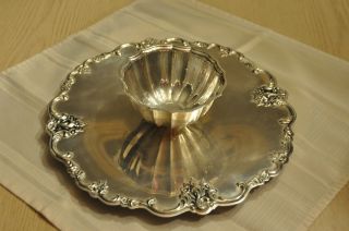 International Silverplate Chip & Dip Appetizer Bowl Platter Tray - photo