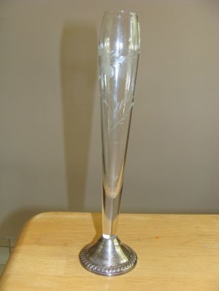 Vintage Douchin Creation Sterling Weighed At Bottom Of Bud Vase Etched photo