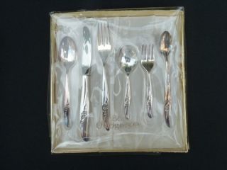6 Piece 1881 Rogers Silverplate Baby Toddler Silverware Flatware Set Rose Song photo