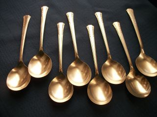 Set Of 8 Round Soup Spoons, photo