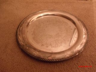 Wm Rogers 15 Inch Silver Platter With Center Design photo