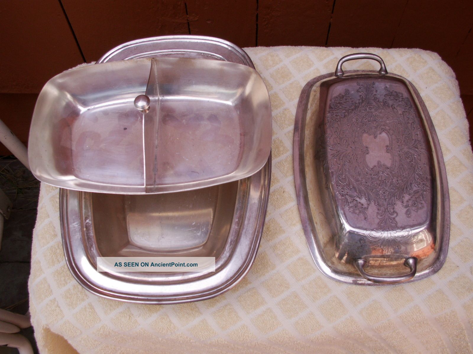 Silver Plate Serving Dish With Lid & Divided Dish Other photo