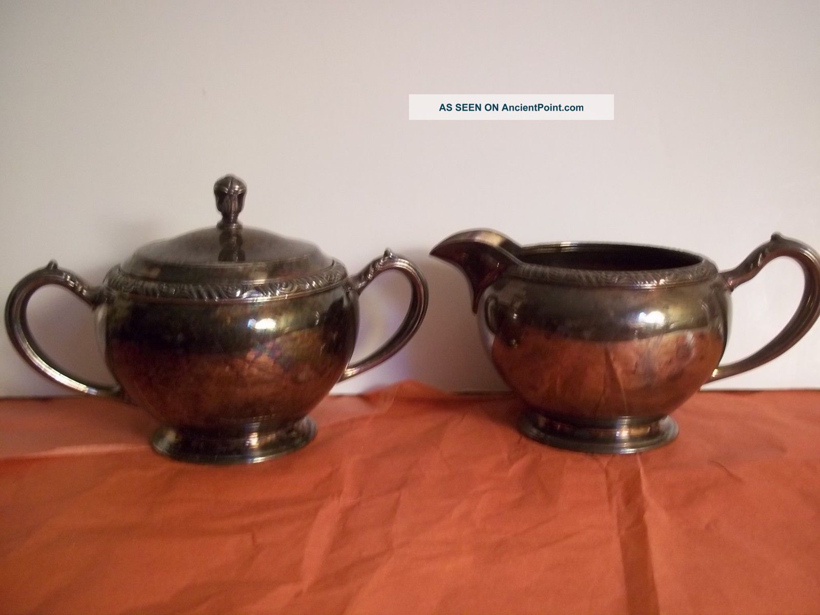 Sugar Bowl With Lid And Creamer,  By Simeon L & George H Rogers Co,  3 