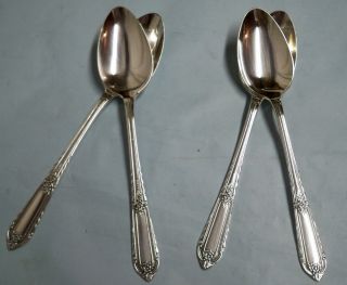 4 Cotillion Oval Soup/dessert Spoons - 1937 Rogers Elegance - Clean & Table Ready photo