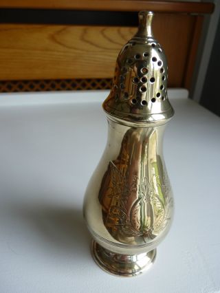 Vintage Silver Plated Sugar Shaker Table Ornate Cartouche photo