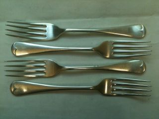 Set Of Four Silver Plated Forks Sheffield Late 1800s Ref 443 photo