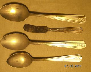 Vintage Avon Silver Plate 3 Large Spoons 1 Butter Knife Silverplate Spoon photo