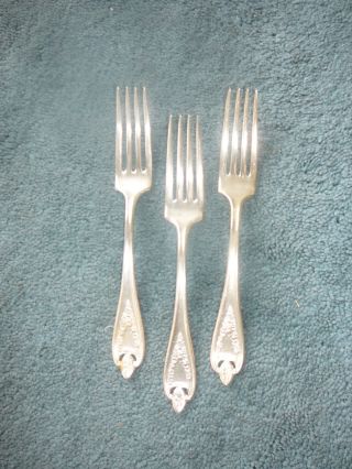Wm Rogers 1847 Xs Triple Plate 1910 3 Dinner Forks Silver Plate photo
