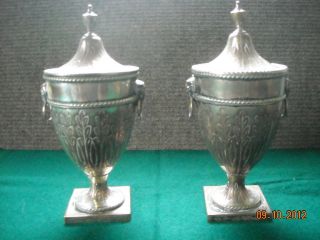 Early 19th Century Plated Urns With Covers Millers Antiques photo