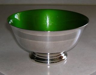 Vintage Reed & Barton Silverplated Bowl - Green Lined 5 1/4 Dia 1960 ' S photo
