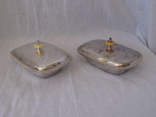 Pair Of Silverplate Bowls With Lids photo