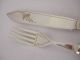 Antique Silver Plate Fish Knife & Fork Engraved Fern Mother Of Pearl Handle Other photo 1