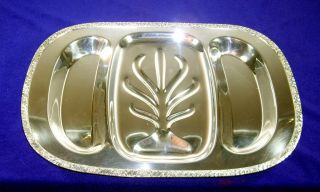 Silver Plated 3 Section Meat & Gravy Tray By Community Silver photo