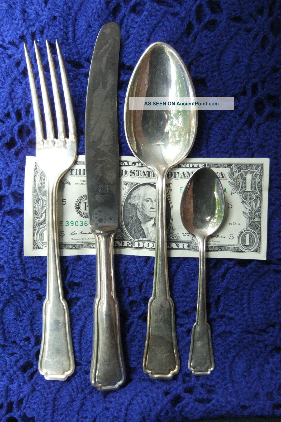 Vintage German Rosterei Silverplate Fork Spoon Knife Small Spoon 4 Pcs Old Mark Other photo