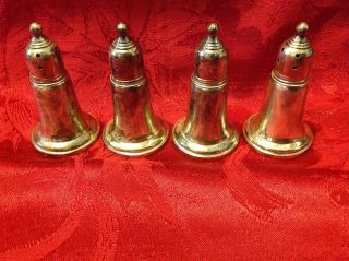 Empire Sterling Weighted 4 Salt & Pepper Shakers 224 Glass Inserts 3 1/4 