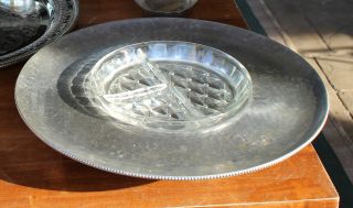 Antique Pyrex Silver Spinning Serving Tray photo