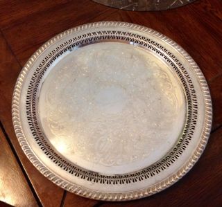 Old Vintage Leonard Silverplate Tray Platter - Large With Cutouts photo