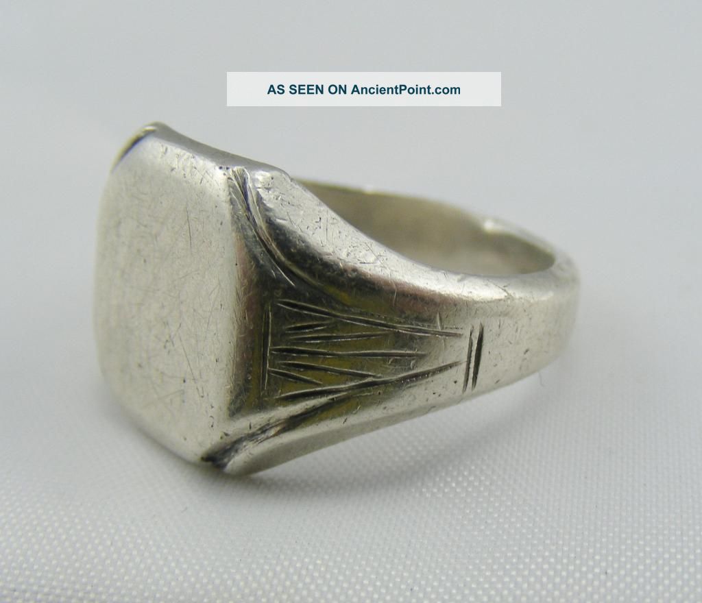 Vintage Early Heavy Gents Solid Silver Signet Ring Seal Ring Blank Uncategorized photo