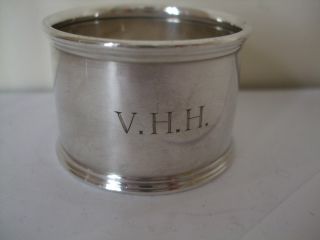 Vintage Silver Napkin Ring Plain Polished Silver Hm 1941 Initials V H H photo