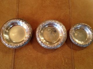 Sterling Silver S.  Kirk & Son Repousse Partial Chased Small Round Bowl ' S (3) photo