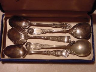 Mix Of Old Sugar Spoons In Box Local Estate Sale Find photo
