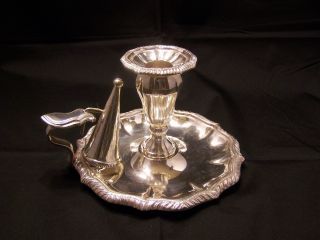 Chamber Candlestick & Snuffer Silver Plated photo