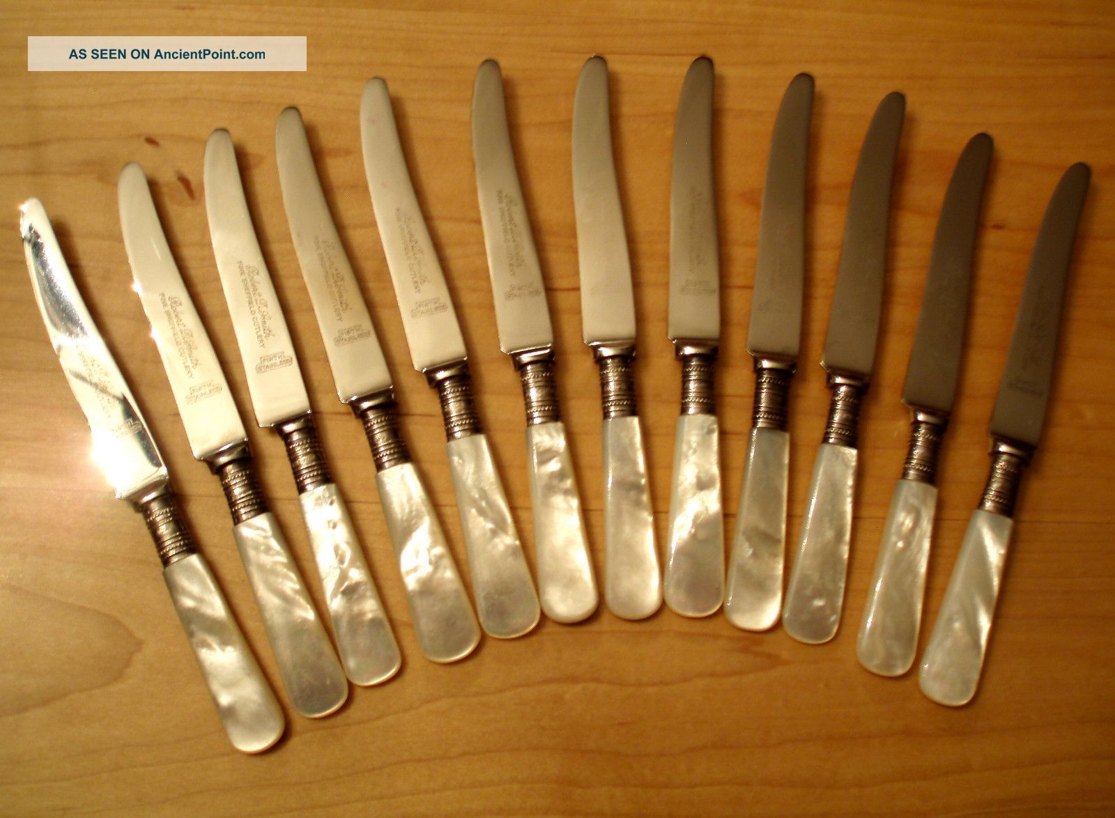 Fish Or Fruit Knives Mother Of Pearl/sterling Sheffield photo