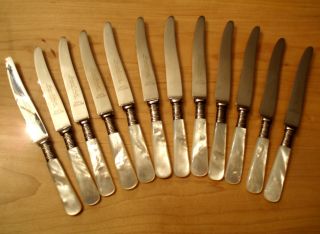 Fish Or Fruit Knives Mother Of Pearl/sterling photo