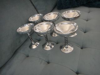 Antiques Silver - Plate Cups Vintage Goblets Wine Champagne 6 Pieces photo