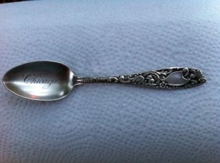 Antique 1891 R.  Wallace & Sons Sterling Silver Ss Chicago Souvenir Spoon photo