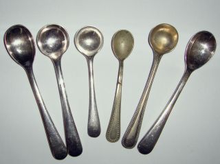 6 Vintage Silver Plated Mustard Spoons photo