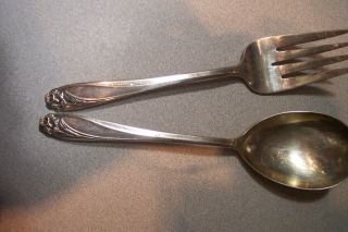 Rogers Bros - Silverplate Serving Fork & Spoon - Daffodil photo