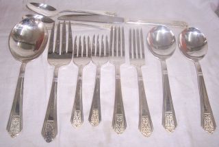 11 Pc.  Royal Saxony Silver Plate International Serving Casserole Gumbo Spoons photo