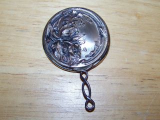 Antique Ornate Victorian Miniature Marked Sterling Silver Mirror photo