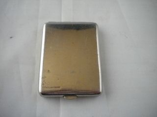 Neat White Metal Card Case - 4x5.  5x0.  5cms With Gilt Interior photo