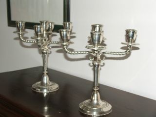 Antique Sterling Silver Italian 1970 Milan. . .  Candlesticks A 5 Flames photo
