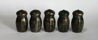 Antique Miniature Salt & Pepper Shakers Set Sterling Silver Ghf Marked photo
