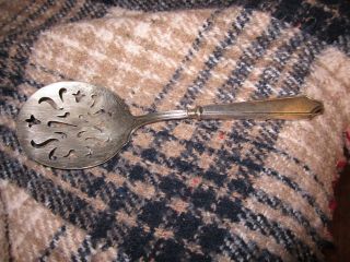 Antique Sterling Handled Tomato Serving Spoon Pierced Patterned Flatware photo