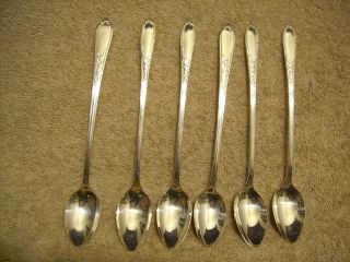 6 Oneida Community Heirloom Plate 1934 Chateau Iced Tea Spoons Silverplate photo