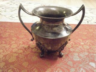 Antique Colonial Silver Quadruple Plate Sugar Bowl,  Lovely photo