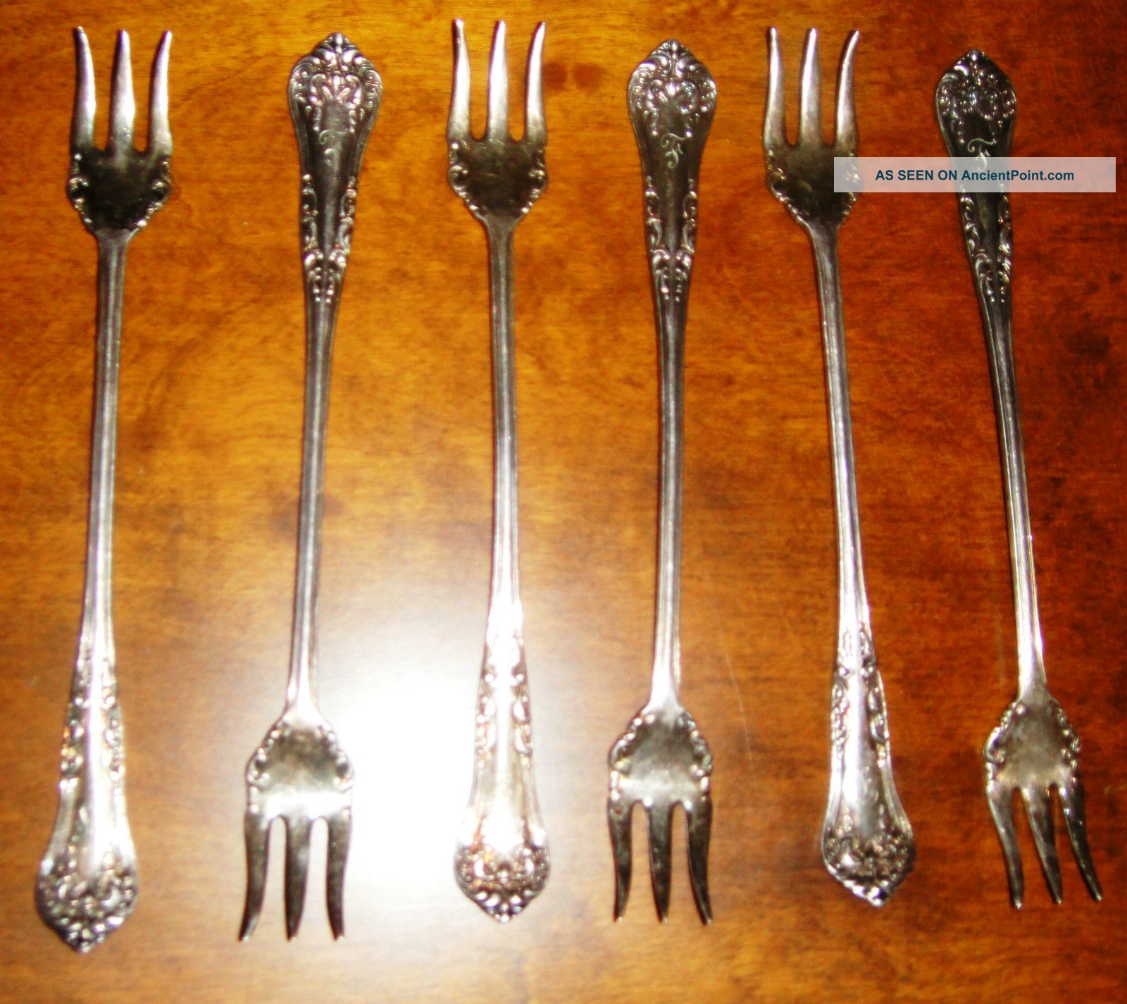 6 Antique Vintage Rogers 1898 Anchor Pickle Olive Fork Silverplate Initial F Other photo