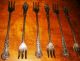 6 Antique Vintage Rogers 1898 Anchor Pickle Olive Fork Silverplate Initial F Other photo 3