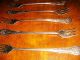 6 Antique Vintage Rogers 1898 Anchor Pickle Olive Fork Silverplate Initial F Other photo 5