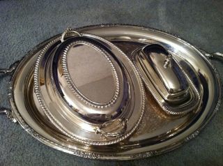 Silverplate Butter Dish International Silver And Covered Bread Tray By Wallace photo